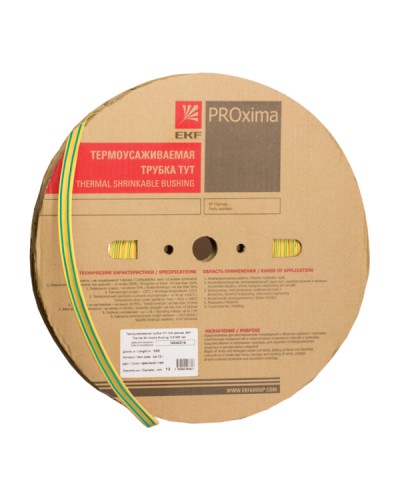 Термоусаживаемая трубка ТУТ нг 16/8 жел-зел рулон EKF PROxima (tut-16-yg) в Самаре Аксессуары для кабель-канала Pintop.ru