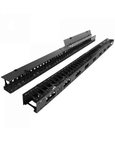 Вертикальные органайзеры с пласт пальцами, глубина 112 мм, 42U, черные TWT (TWT-CBB-DVO-42U/S) в Самаре Кабельные органайзеры Pintop.ru