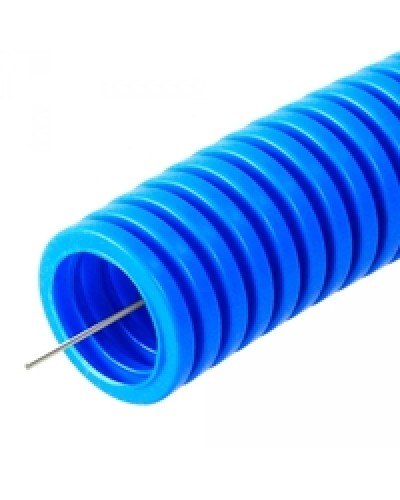 Труба гофрированная ПП тяжёлая 750 Н не распространяющая горение с/з синяя д32 (25м/1375м/ уп/пал) Промрукав PR02.0082 в Самаре Труба гофрированная Pintop.ru