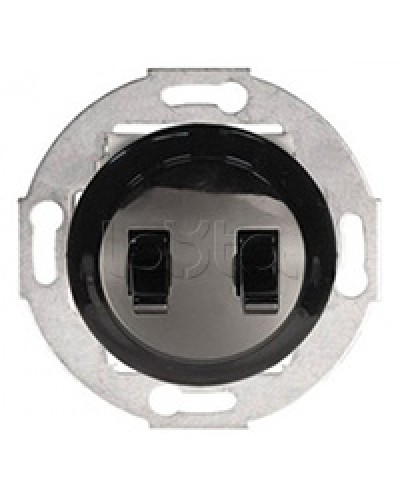 Экопласт Выключатель 2-рычажковый (схема 5) 10 A, 250 B (черный) Vintage в Самаре Розетки компьютерные и телефонные Pintop.ru