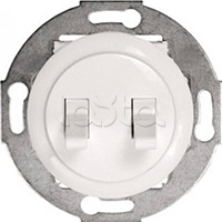 Экопласт Выключатель 2-рычажковый (схема 5) 10 A, 250 B (белый) Vintage