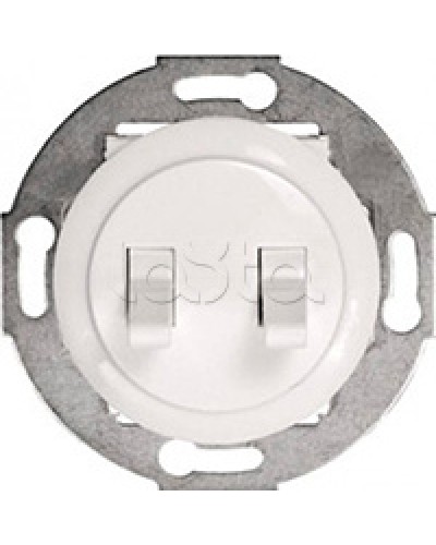 Экопласт Выключатель 2-рычажковый (схема 5) 10 A, 250 B (белый) Vintage в Самаре Розетки компьютерные и телефонные Pintop.ru