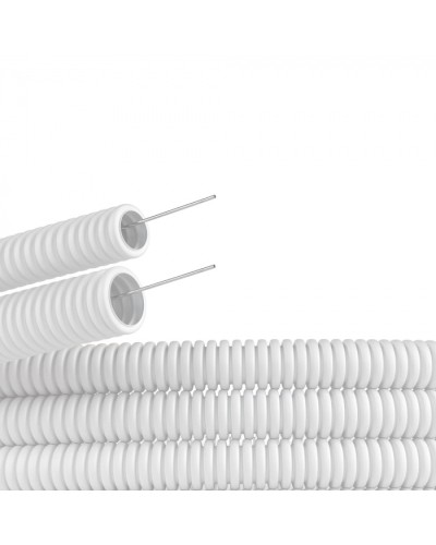 Труба ПЛЛ гибкая гофр. не содержит галогенов д.16мм, ПВ-0, с протяжкой,100м, цвет белый DKC (81816) в Самаре Труба гофрированная Pintop.ru