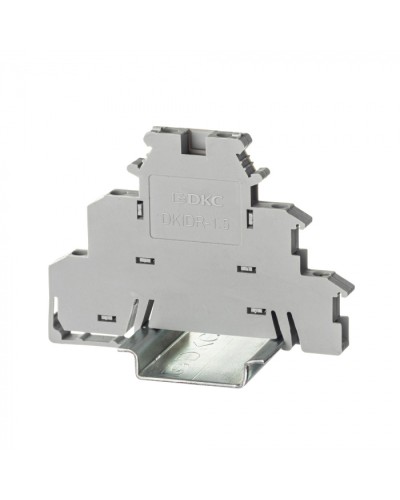 Клемма трехуровневая, винтовой зажим, 6 точек подключения, 2.5 кв.мм, серая DKC (DKIDR-1.5) в Самаре Клеммные колодки Pintop.ru