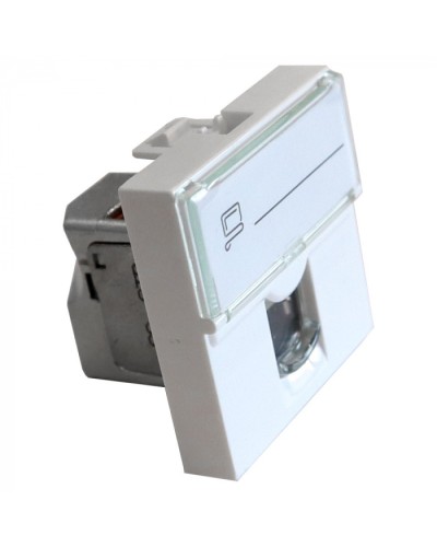 Вставка Mosaic 45x45, RJ-45 STP, кат.6, со шторкой и увеличенным окном маркировки, белая LANMASTER LAN-SIP-23S6-WH в Самаре Модули Keystone Pintop.ru