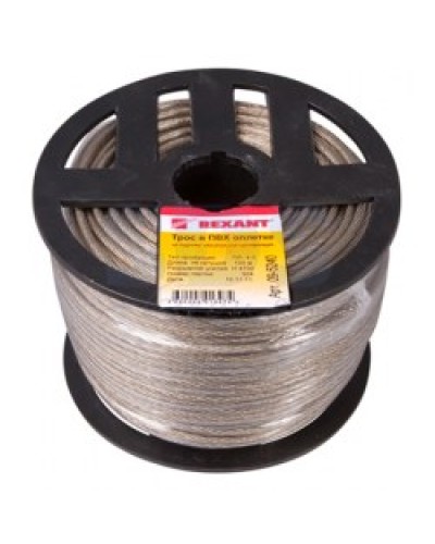 Трос стальной в ПВХ изоляции d4 мм (100 м) REXANT 09-5240 в Самаре Крепежные изделия Pintop.ru