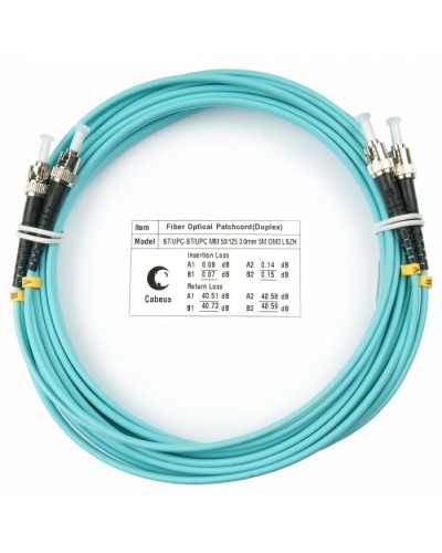 Шнур оптический duplex ST-ST 50/125 mm OM3 10м LSZH Cabeus FOP-50-ST-ST-10m в Самаре Патч-корды и пигтейлы Pintop.ru