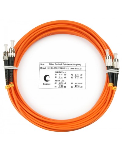 Шнур оптический duplex FC-ST 62,5/125 mm 20м LSZH Cabeus FOP-62-FC-ST-20m в Самаре Патч-корды оптические Pintop.ru