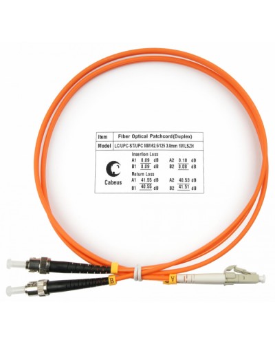 Шнур оптический duplex LC-ST 62,5/125 mm 1м LSZH Cabeus FOP-62-LC-ST-1m в Самаре Патч-корды оптические Pintop.ru