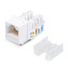 Вставка Keystone Jack RJ-45, категория 5e, заделка 110 тип, белая, со стяжкой Cabeus KJ-RJ45-Cat.5e-90-SW