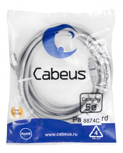 Патч-корд медный F/UTP кат.5е (10м) PVC (серый) Cabeus (PC-FTP-RJ45-Cat.5e-10m) в Самаре Патчкорды (медные) Pintop.ru