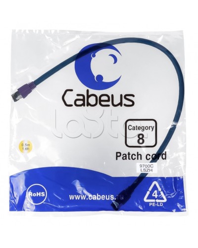 Патч-корд S/FTP Cabeus PC-SSTP-RJ45-Cat.8-0.5m-LSZH в Самаре Патчкорды (медные) Pintop.ru