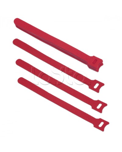 Хомут для кабеля, липучка с мягкой застежкой, 180x14 мм, красный (10 шт.) Cabeus CLAMP-180-RD в Самаре Стяжки-хомуты Pintop.ru