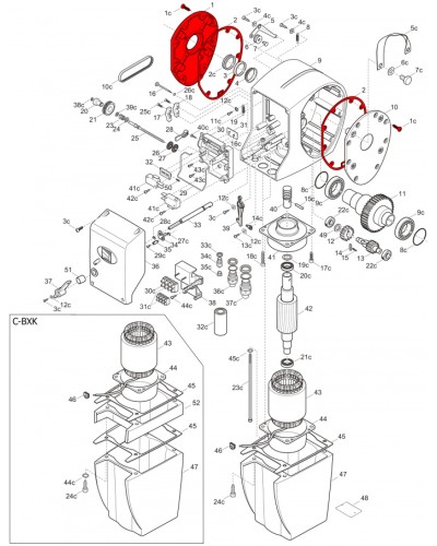 Правая крышка редуктора C-BX Came 119RICX026 в Самаре Запчасти для шлагбаумов и автоматики Pintop.ru