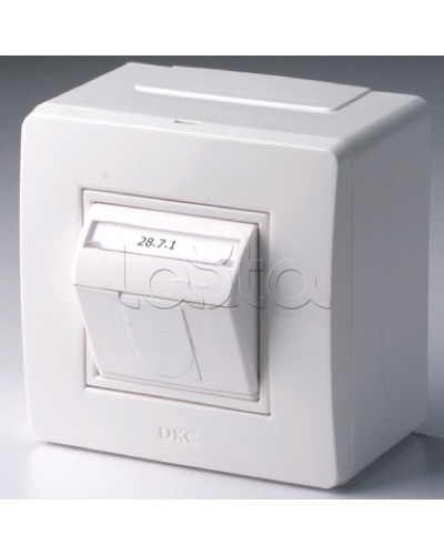 Коробка в сборе с 1 розеткой RJ45, кат.5е (телефон / компьютер), белая DKC 10665 в Самаре Распределительные коробки Pintop.ru