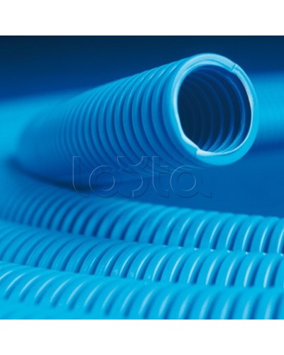 Труба ППЛ гибкая гофр. д.40мм, тяжёлая с протяжкой, 20м, цвет синий DKC 11540 в Самаре Труба гофрированная Pintop.ru