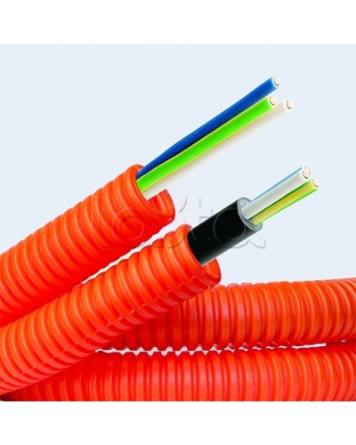Электротруба ПНД гибкая гофр. д.16мм, цвет оранжевый, с кабелем ВВГнг(А)-LS 3х1,5мм² РЭК ГОСТ+, 100м DKC 7L916100 в Самаре Труба гофрированная Pintop.ru