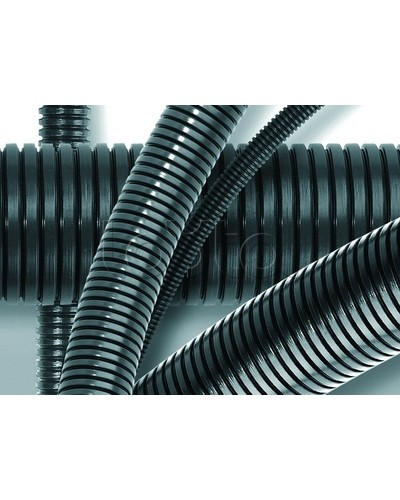 Труба ПА 6 гофр. DN48мм, ПВ-0, Dвн 47,4 мм, Dнар 54,5 мм, цвет тёмно-серый, с протяжкой DKC PA614855F0 в Самаре Гладкая труба Pintop.ru