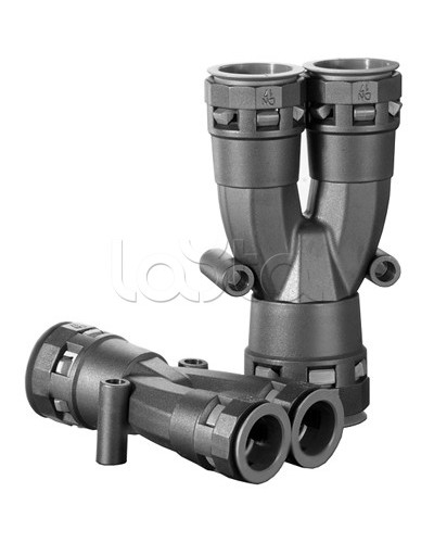 Разветвитель DN 1х17 + 2х12 мм, полиамид, цвет черный DKC PAY171212N в Самаре Повороты, муфты, тройники Pintop.ru