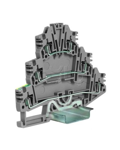 Зажим трех-уровневый c заземлением на нижнем уровне 2,5 кв.мм, серый DKC ZHL500GR в Самаре Держатели, клипсы, скобы Pintop.ru