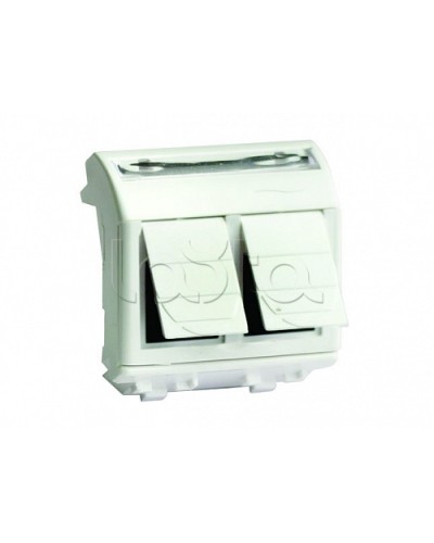 Ком.роз. двойная RJ45 кат.6 (8P8C, Hyperline, Dual IDC: 110&Krone) Brava, слон.кость, 2мод (75452S) в Самаре Аксессуары для кабель-канала Pintop.ru