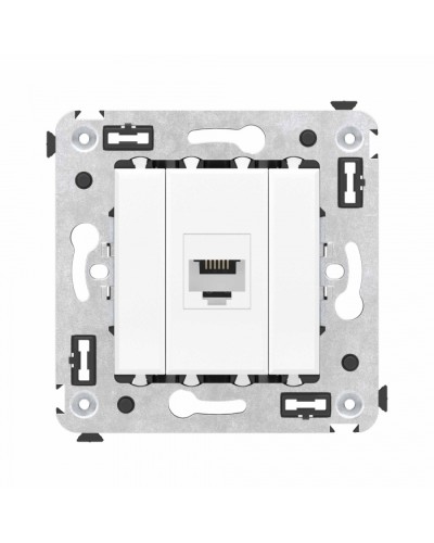 Телефонная розетка RJ-12 без шторки в стену одинарная, Avanti, Белое облако DKC (4400613) в Самаре Розетки компьютерные и телефонные Pintop.ru