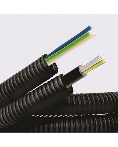 Электротруба ПНД гибкая гофр. д.16мм, цвет черный, с кабелем ВВГнг(А)-LS 3х1,5мм² РЭК ГОСТ+, 100м DKC 7L716100 в Самаре Труба гофрированная Pintop.ru