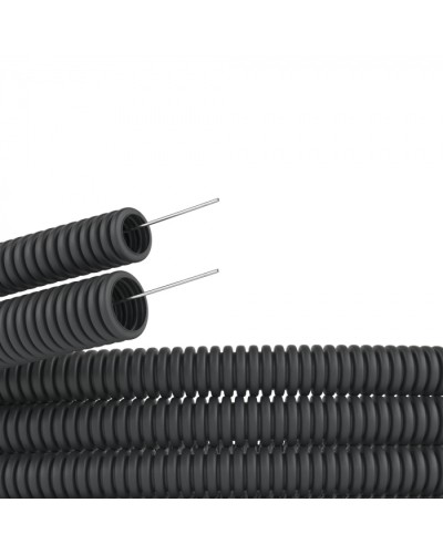 Труба гофр. самозатух. ПВХ 25 мм с зондом (50 м) черная DKC (91925B) в Самаре Труба гофрированная Pintop.ru