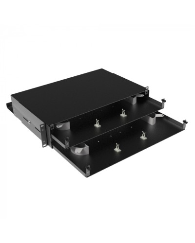 Оптическая полка выдвижная, без лицевой панели, неукомплектованная, 2U, черная DKC RNFPE2U48 в Самаре Полки для шкафов и стоек Pintop.ru