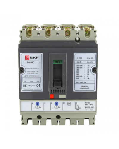 Выключатель автоматический ВА-99C (Compact NS) 100/ 63А 3P+N 36кА EKF PROxima (mccb99C-100-63+N) в Самаре Электротехническое оборудование Pintop.ru