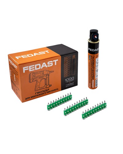 Гвозди 3.0*19 мм усиленные для монтажного пистолета в комплекте с газовым баллоном 165 мм FEDAST (fd3019egfc) в Самаре Крепеж: Дюбели, шурупы, саморезы Pintop.ru