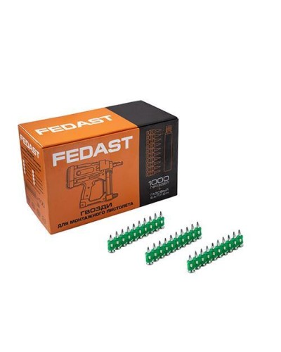 Гвозди 3.0*25 мм усиленные для монтажного пистолета (1000 шт/уп) FEDAST fd3025eg в Самаре Крепеж: Дюбели, шурупы, саморезы Pintop.ru