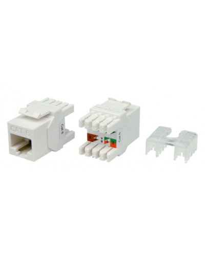 Вставка Keystone Jack RJ-45(8P8C) Hyperline KJ8-8P8C-C6-180-WH в Самаре Модули Keystone Pintop.ru