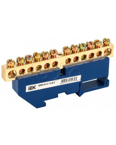 Шина N ноль на DIN-изоляторе ШНИ-8х12-12-Д-С IEK (YNN10-812-12D-K07) в Самаре Клеммные колодки Pintop.ru