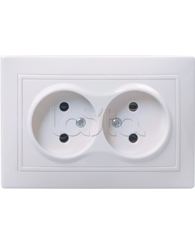 Розетка РС12-2-КБ двухместная без заземляющего контакта без защитной шторки «Кварта», 2 модуля IEK ERK23-K01-10-DM в Самаре Аксессуары для кабель-канала Pintop.ru