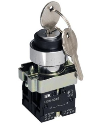 Переключатель LAY5-BG45 на 2 положения с ключом без фиксации IEK BSW80-BG-2-K02 в Самаре Аксессуары для стоек и шкафов Pintop.ru