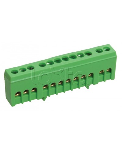 Шина ЗЕМЛЯ в корпусе изолированная на DIN-рейку ШНИ-6х9-12-К-З IEK YNN10-69-12KD-K06 в Самаре Клеммные колодки Pintop.ru