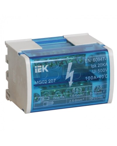 Шины на DIN-рейку в корпусе (кросс-модуль) L+PEN 2х7 IEK YND10-2-07-100 в Самаре Вентиляторные модули Pintop.ru