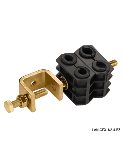 Комплект крепления для 4-х коаксиальных кабелей диаметром 3/8-1/2, со струбциной LANMASTER LAN-CFX-1/2-4-EZ в Самаре Аксессуары для стоек и шкафов Pintop.ru