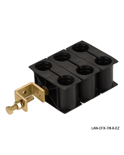 Комплект крепления для 6-ти коаксиальных кабелей диаметром 7/8, со струбциной LANMASTER LAN-CFX-7/8-6-EZ в Самаре Аксессуары для стоек и шкафов Pintop.ru