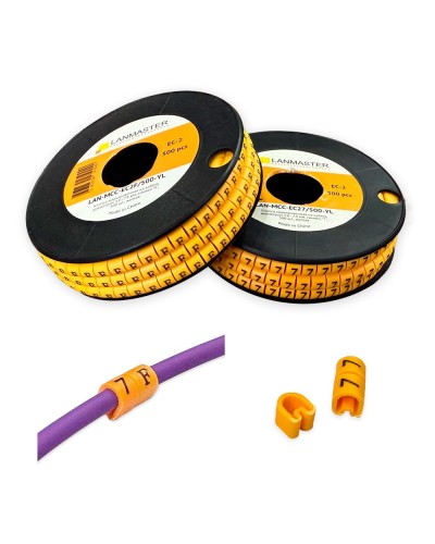 Клипса маркировочная на кабель диаметром 3.6–7.4 мм, символ A, 500 шт., желтая LANMASTER LAN-MCC-EC2A/500-YL в Самаре Аксессуары для стоек и шкафов Pintop.ru