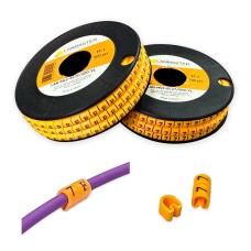 Клипса маркировочная на кабель диаметром 3.6–7.4 мм, символ "F", 500 шт., желтая LANMASTER LAN-MCC-EC2F/500-YL