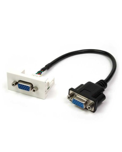 Вставка Mosaic 22.5x45 с адаптером VGA D-SUB HDB-15 мама, со шнуром 3 м мама, белая LANMASTER LAN-WA-LP-VGA-FF-3.0 в Самаре Коммутационные изделия Pintop.ru