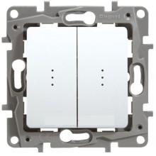 Переключатель двухклавишный с подсветкой Etika Plus 10 AX 250 В белый Legrand 672216