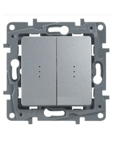 Переключатель двухклавишный с подсветкой Etika Plus 10 AX 250 В алюминий Legrand 672416 в Самаре Аксессуары для кабель-канала Pintop.ru