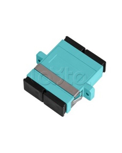 Адаптер NIKOMAX волоконно-оптический, соединительный, многомодовый, стандарта OM3, SC/UPC-SC/UPC, двойной, пластиковый, без шторки, с фланцами, аква, уп-ка 2шт. NIKOMAX (NMF-OA2M3-FN-SCU-SCU-AQ-2) в Самаре Проходные адаптеры и розетки оптические Pint