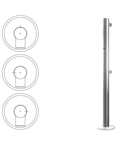 Стойка ограждения односторонняя с отверстием под фиксатор слева (антик серебро) Oxgard в Самаре Ограждения Pintop.ru