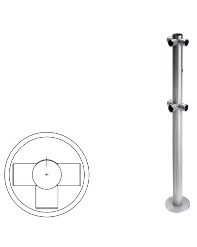 Стойка ограждения Т-образная с отверстием под фиксатор (антик серебро) Oxgard в Самаре Ограждения Pintop.ru