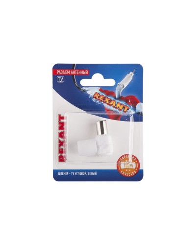 Разъем антенный, штекер TV угловой, RG-6, белый, 1 шт, REXANT 06-0014-A в Самаре Коннекторы и разъемы Pintop.ru