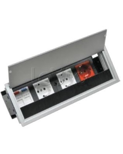 Люк настольный встраиваемый на 4 модулей (45х45мм) с крышкой, алюминий IP20 Экопласт 70044 в Самаре Системы лючков и колонн Pintop.ru